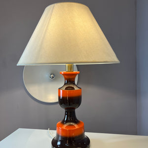 Tischlampe orange braun Keramik aus Westdeutschland