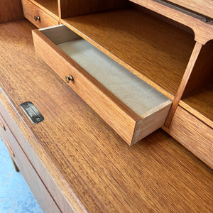 Sekretär Teak halbrund mit Schloss aus Dänemark