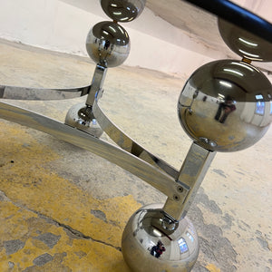 Couchtisch Chrom & Rauchglas 70er Space Age Design