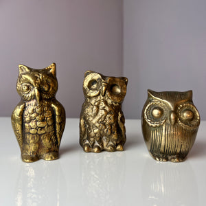 Set: 3 Eulen Messing