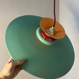 Lamellenlampe neu lackiert peach teal ocker aus Dänemark