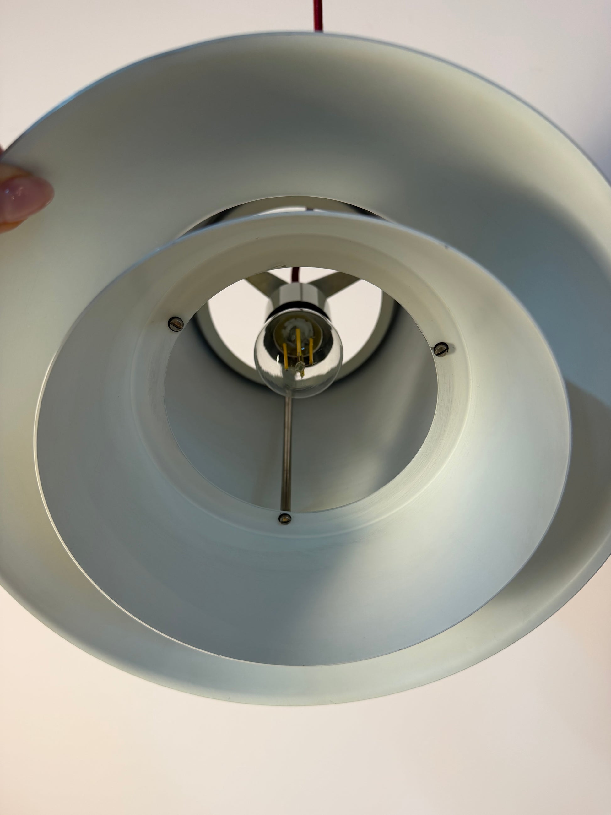 Hängelampe Auditorie 1 silber weiß von Svend Middelboe für Nordisk Solar
