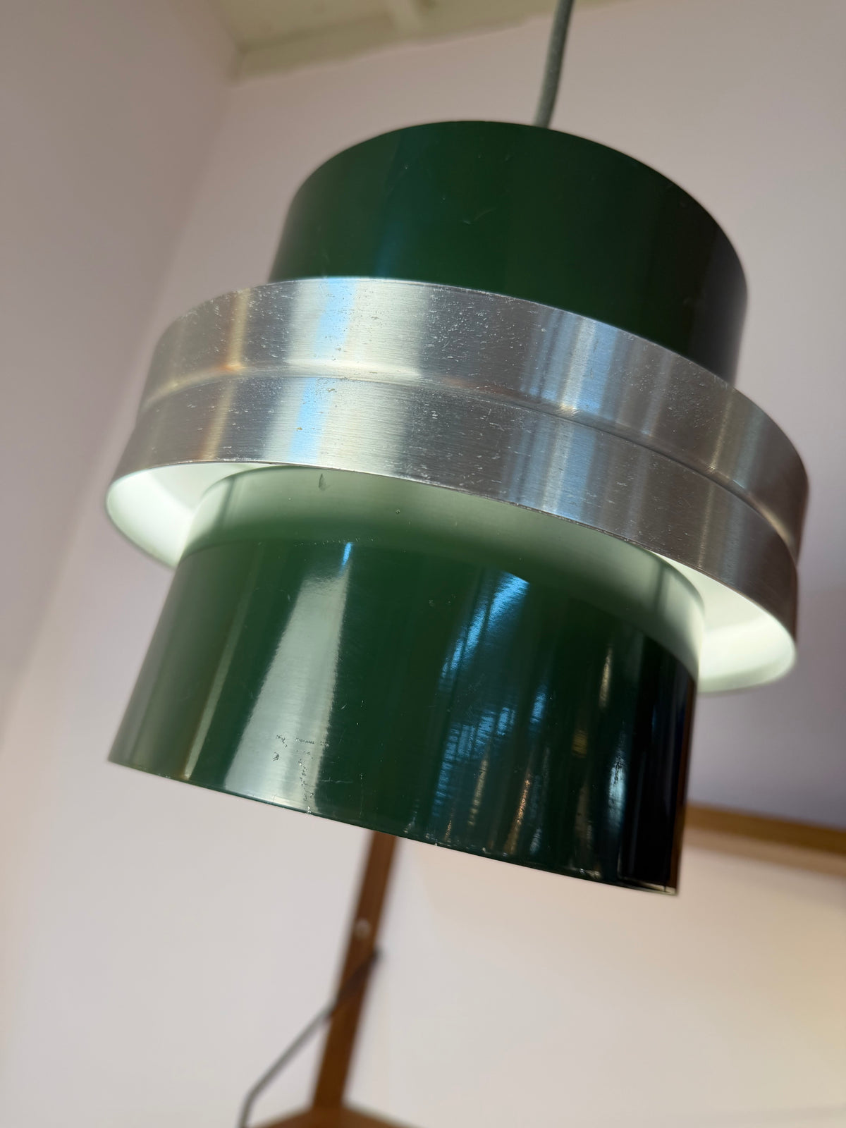 Hängelampe grün silber aus Dänemark