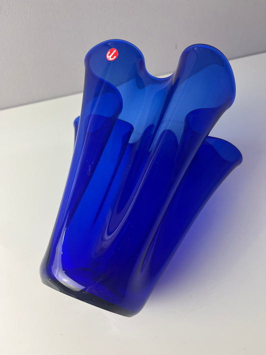 Vase Fazoletto blau Glas von Ancher Iversen