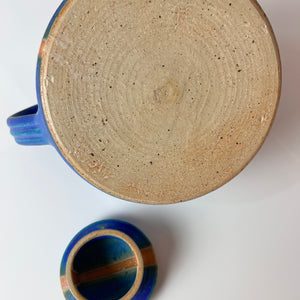 Teekanne blau Keramik aus Dänemark