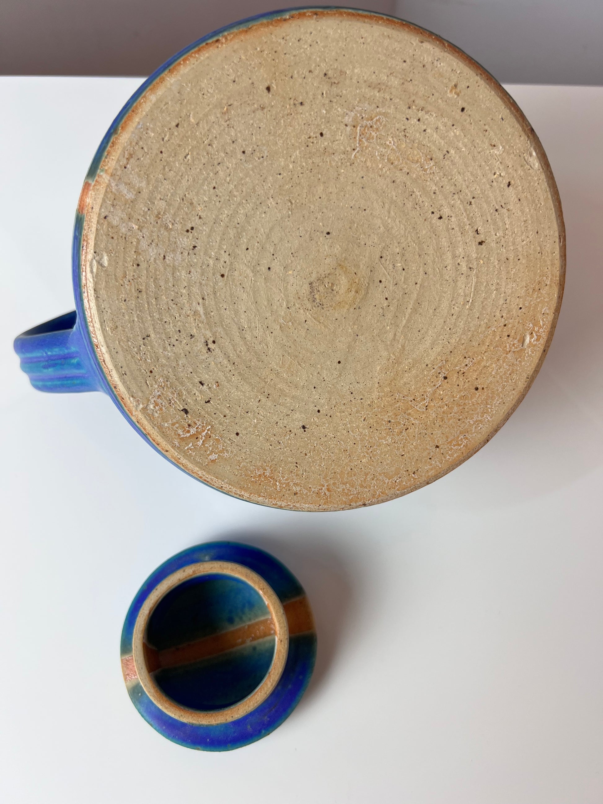 Teekanne blau Keramik aus Dänemark