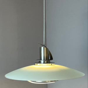 Hängelampe silber Milchglas