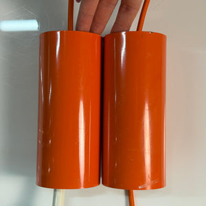 Set: 2x Hängelampe orange mit Opalglas Globus