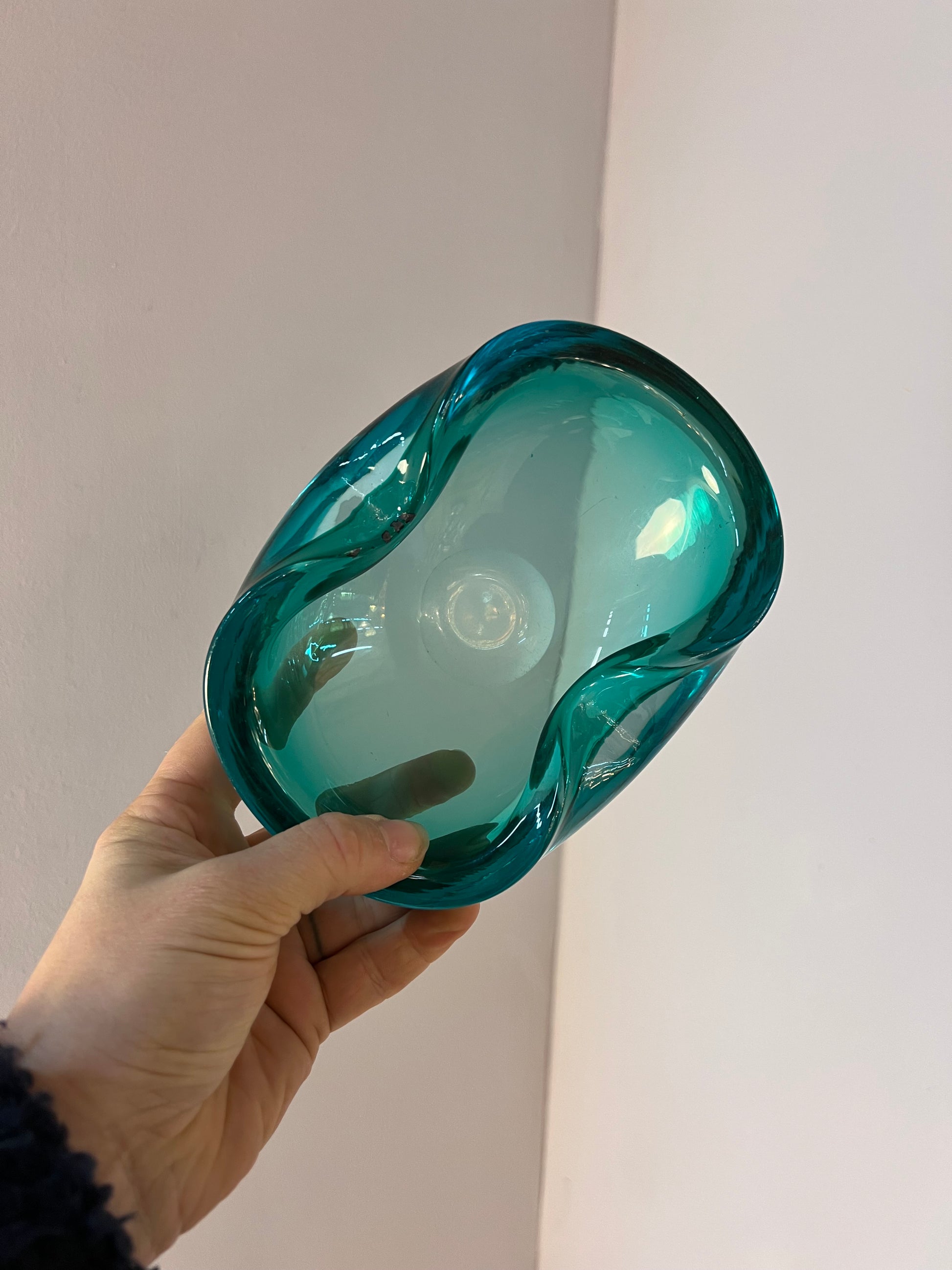 Aschenbecher blau Glas aus Dänemark