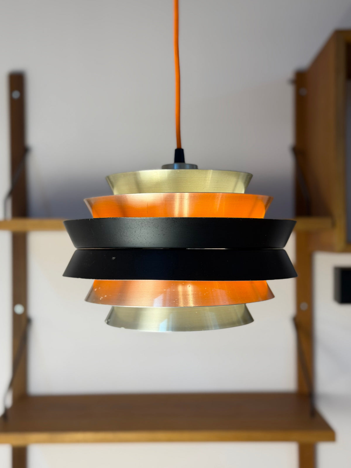 Lamellenlampe Trava silber schwarz orange von Carl Thore für Granhaga
