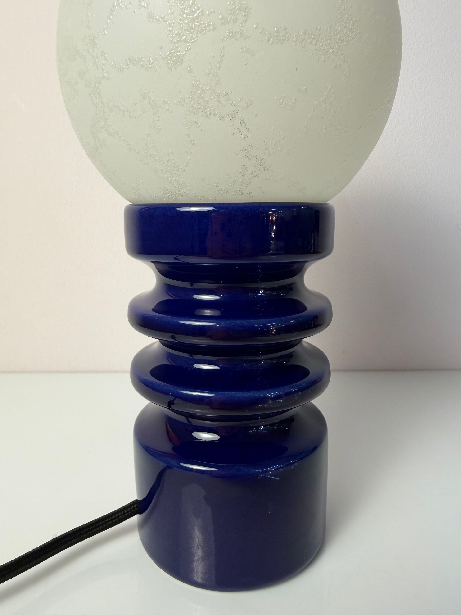 Tischlampe blau Keramik Glas von Cari Zalloni für Dümler & Breiden
