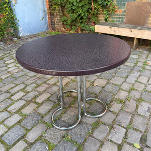 Runder Esstisch Aubergine Chrom