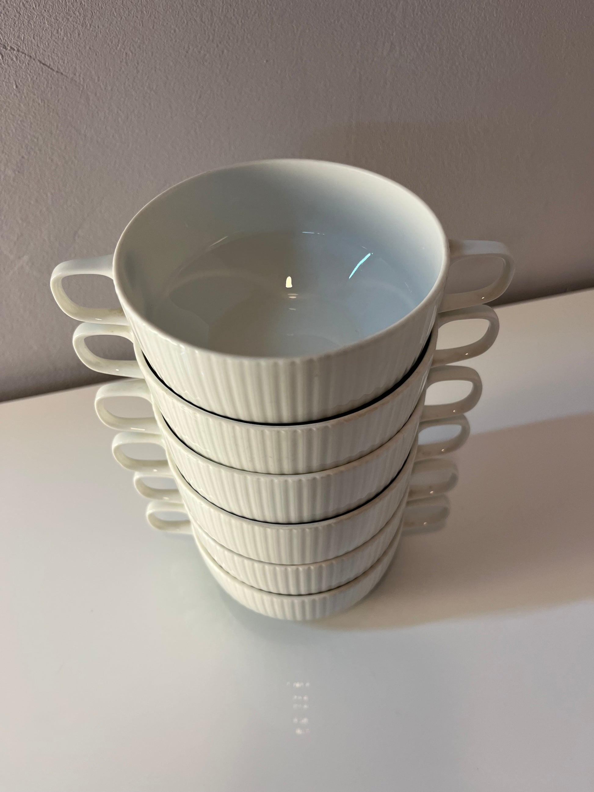 Set: 6x Suppentasse mit Untertasse Modulation Secunda grün von Tapio Wirkkala für Rosenthal