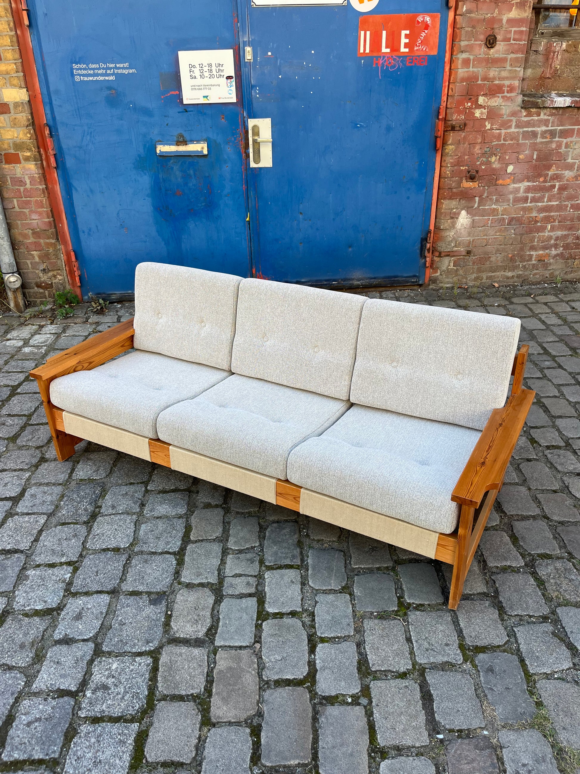 3-Sitzer Sofa beige grau Safari Style