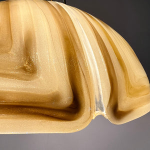 Hängelampe braun Glas Chrom handgearbeitet von Cristallux