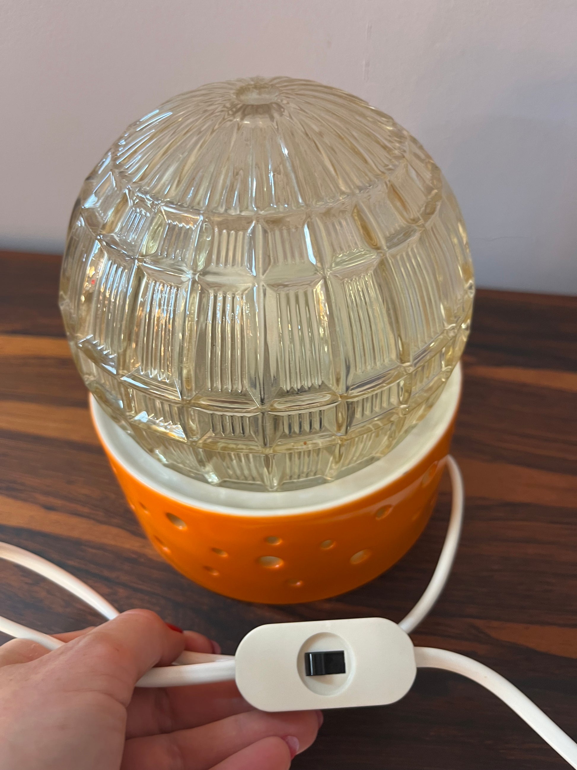Tischlampe orange weiß von Gerold Porzellan Bavaria