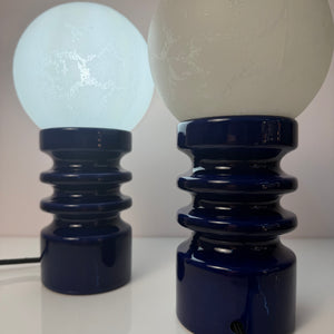 Tischlampe blau Keramik Glas von Cari Zalloni für Dümler & Breiden