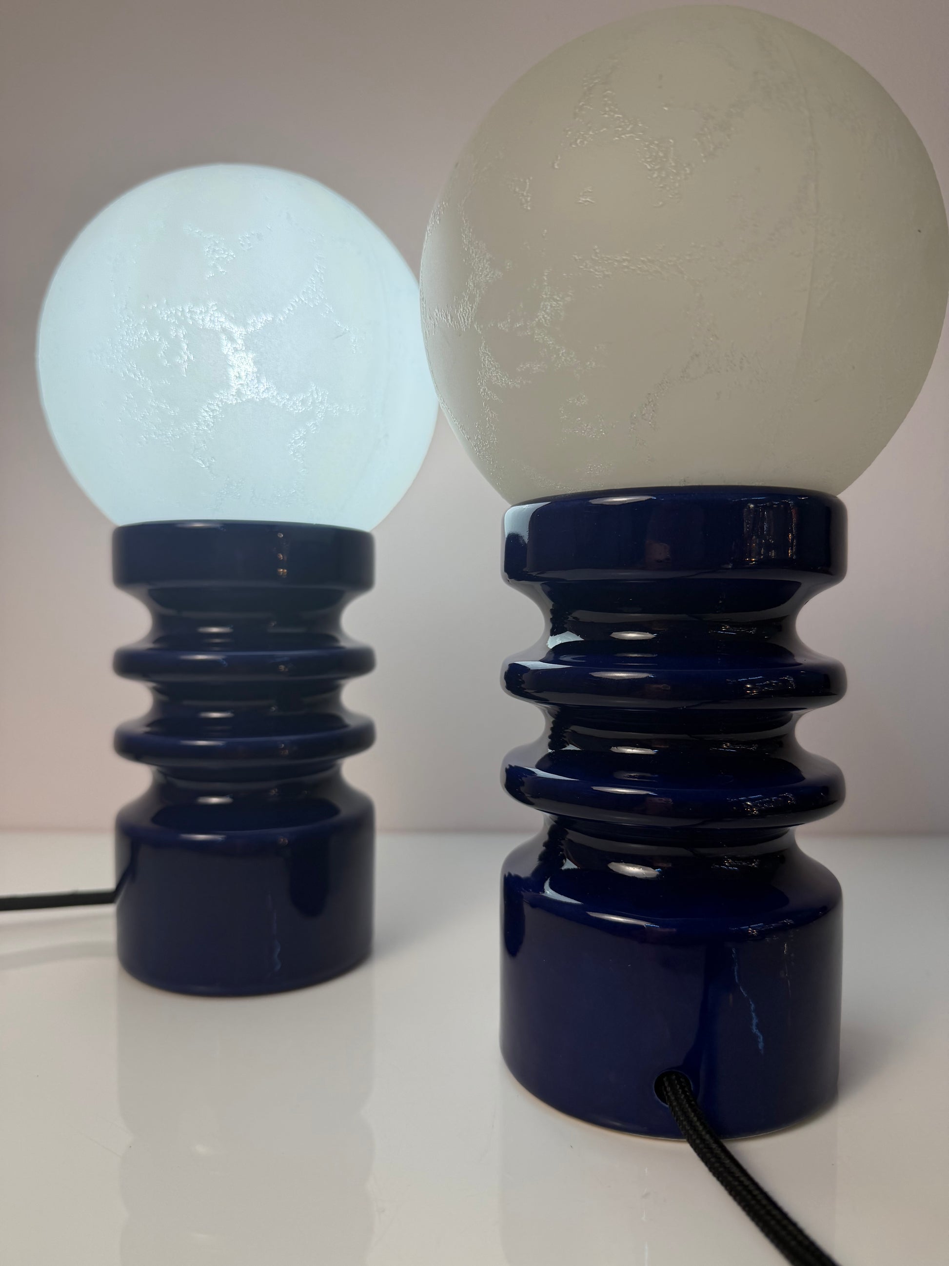 Tischlampe blau Keramik Glas von Cari Zalloni für Dümler & Breiden