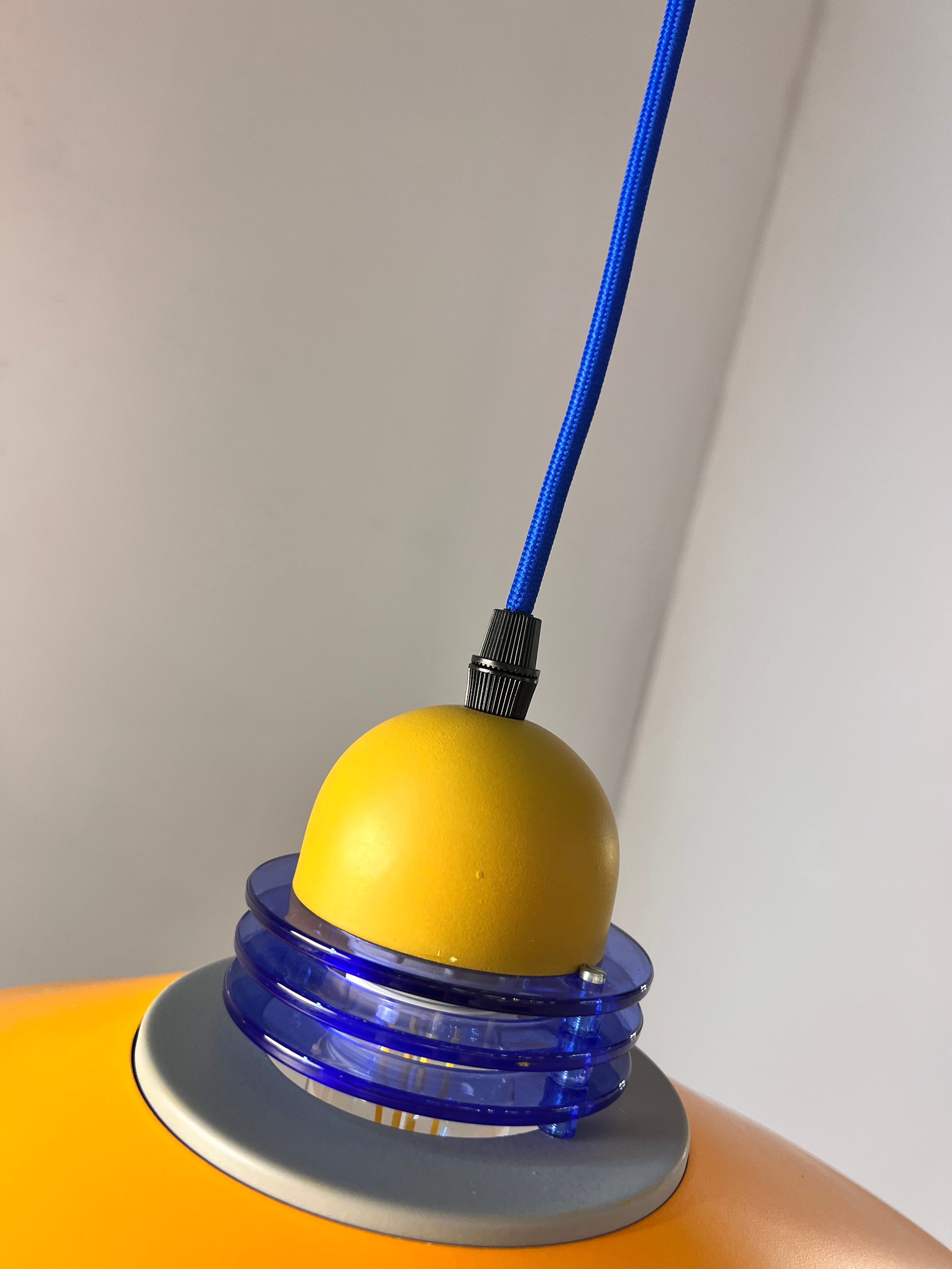 Hängelampe neu lackiert orange blau aus Dänemark