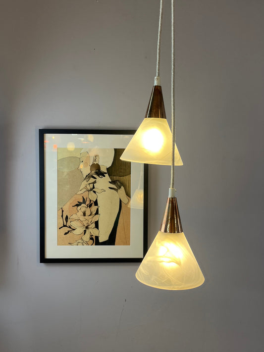 Hängelampe marmoriertes Glas Kupfer