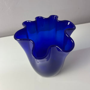 Schmale Vase Fazoletto blau Glas