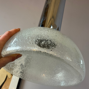 Hängelampe Chrom Eisglas von Herbert Proft für Glashütte Limburg