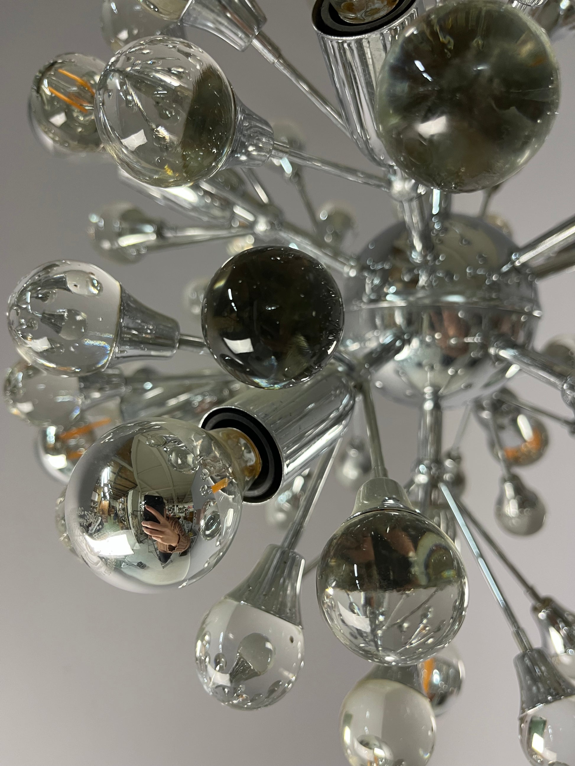Sputnik Kronleuchter Chrom Glas aus Italien