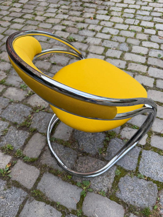 Freischwinger gelb neu gepolster Chrom
