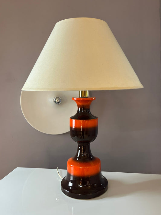Tischlampe orange braun Keramik aus Westdeutschland