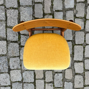 Polsterstuhl gelb Samt Teak