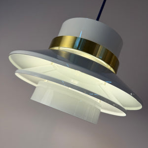 Lamellenlampe Hochglanz weiß Messing aus Dänemark