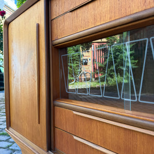 Highboard Teak mit Vitrine & Minibar aus Dänemark
