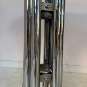 Runder Esstisch Chrom & Rauchglas