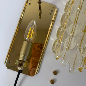 Wandlampe Glas Messing von Carl Fagerlund für Orrefors