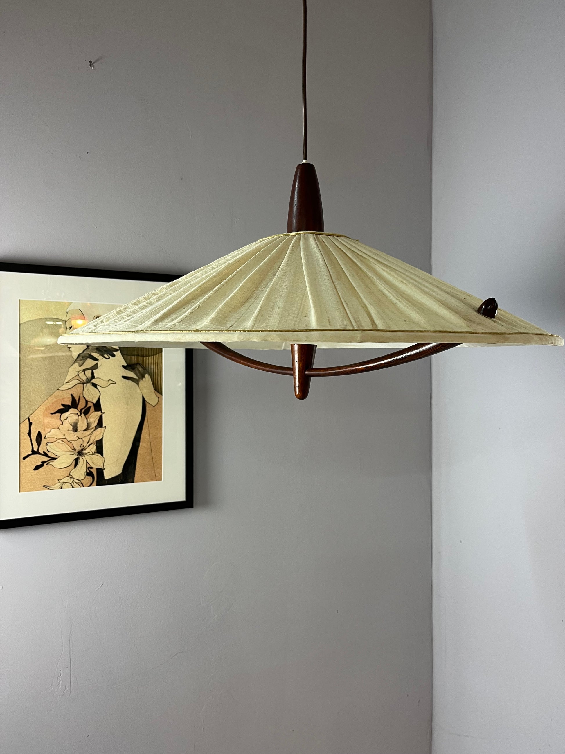Hängelampe beige braun Teak von Temde