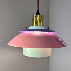 Lamellenlampe neu lackiert mint rosa lila aus Dänemark