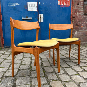 Set: 2x Polsterstuhl gelb Samt Teak von Domus Danica