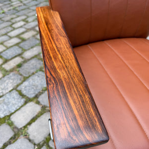 Armlehnstuhl braun Echtleder Palisander von Sven Ivar Dysthe für Dokka