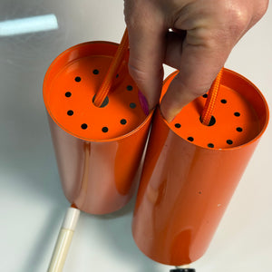 Set: 2x Hängelampe orange mit Opalglas Globus