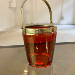 Set: Eiseimer & Cocktailshaker rot Glas Messing von Füger-Glas