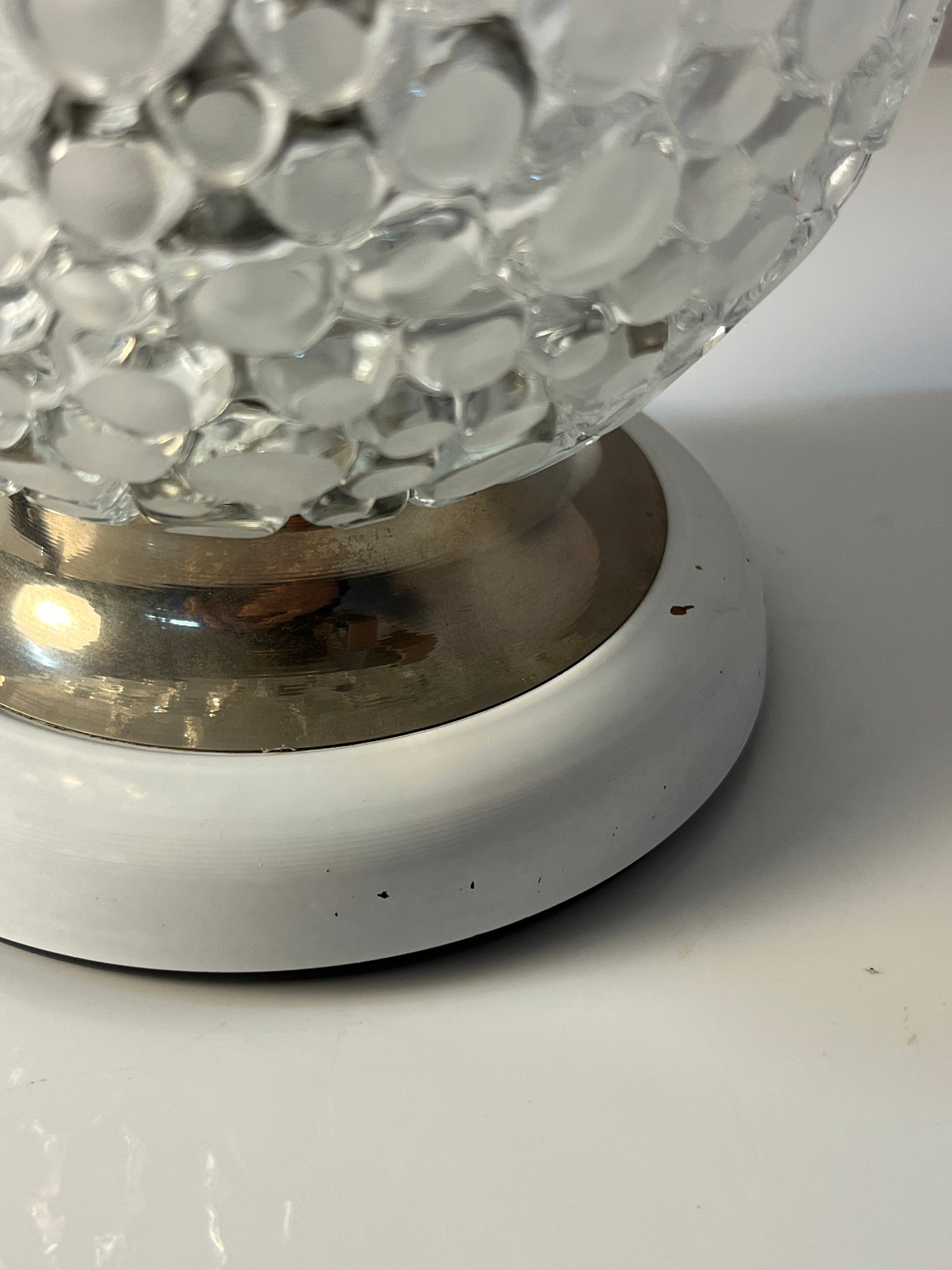 Kugel-Tischlampe weiß Strukturglas