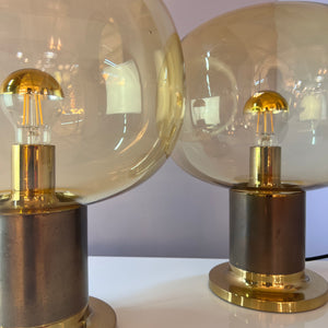 Tischlampe Messing Glas mundgeblasen