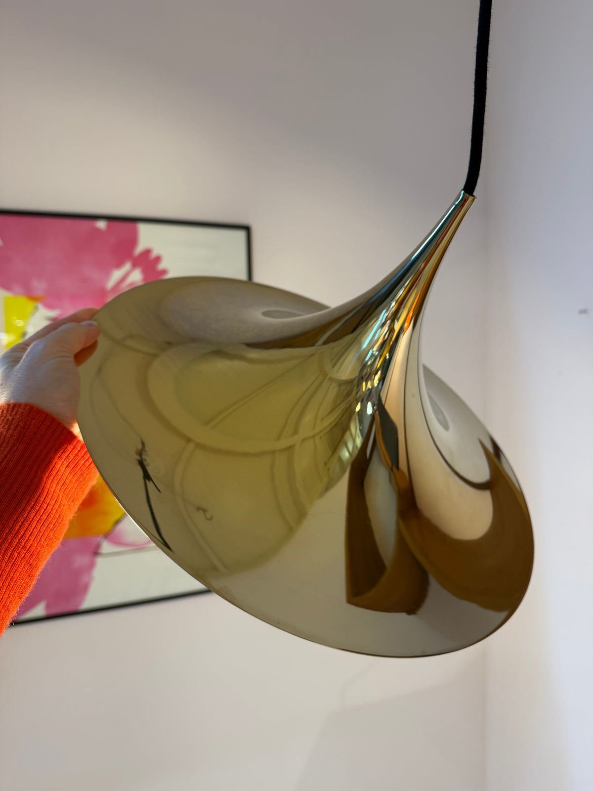 Trompetenlampe gold spiegelnd von Claus Bonderup & Torsten Thorup für Fog & Mørup