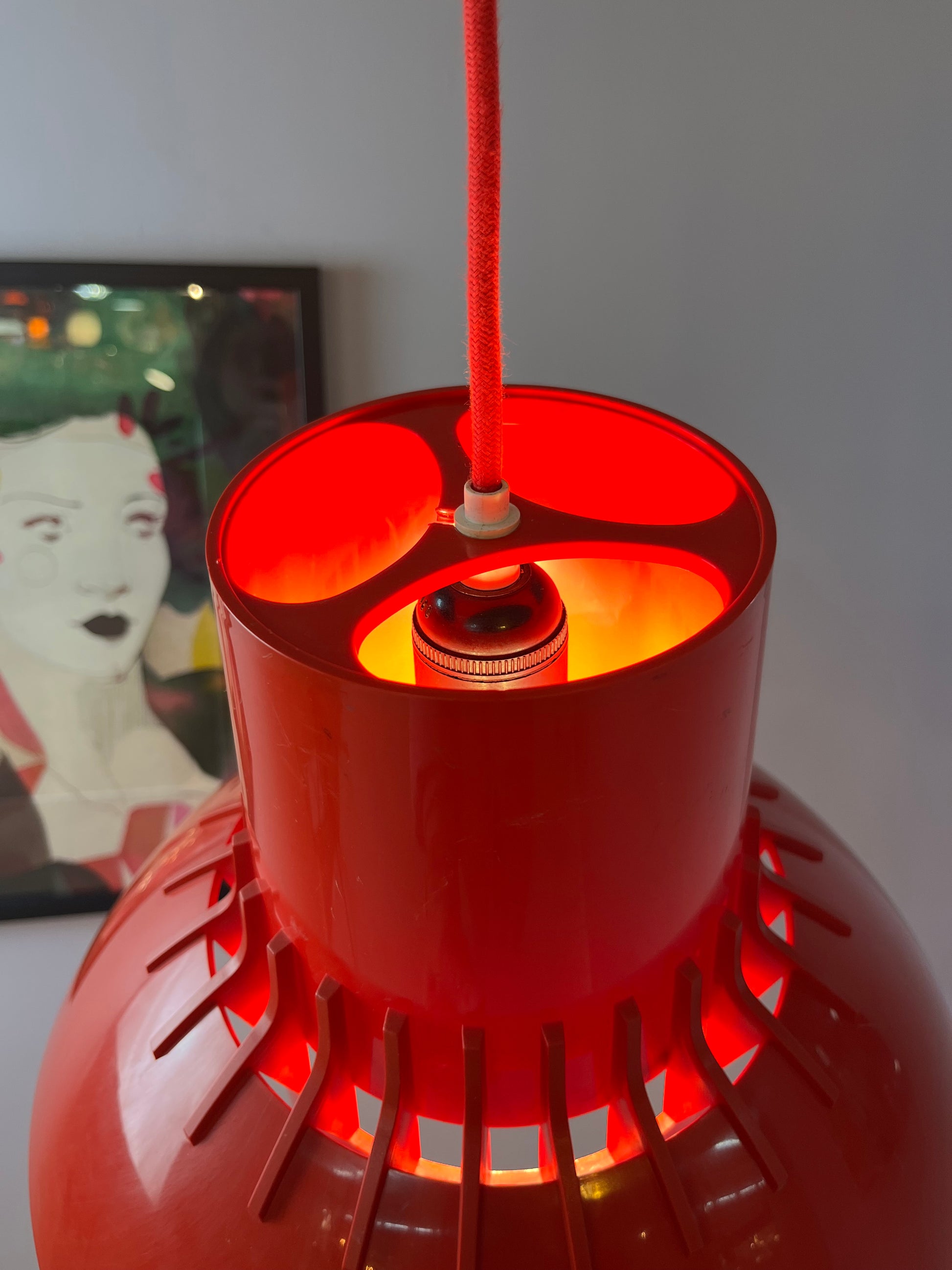 Hängelampe Solar rot Kunststoff von Svend Middelboe für Nordisk