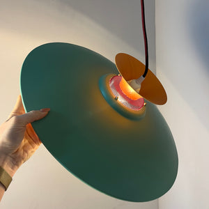 Lamellenlampe neu lackiert peach teal ocker aus Dänemark