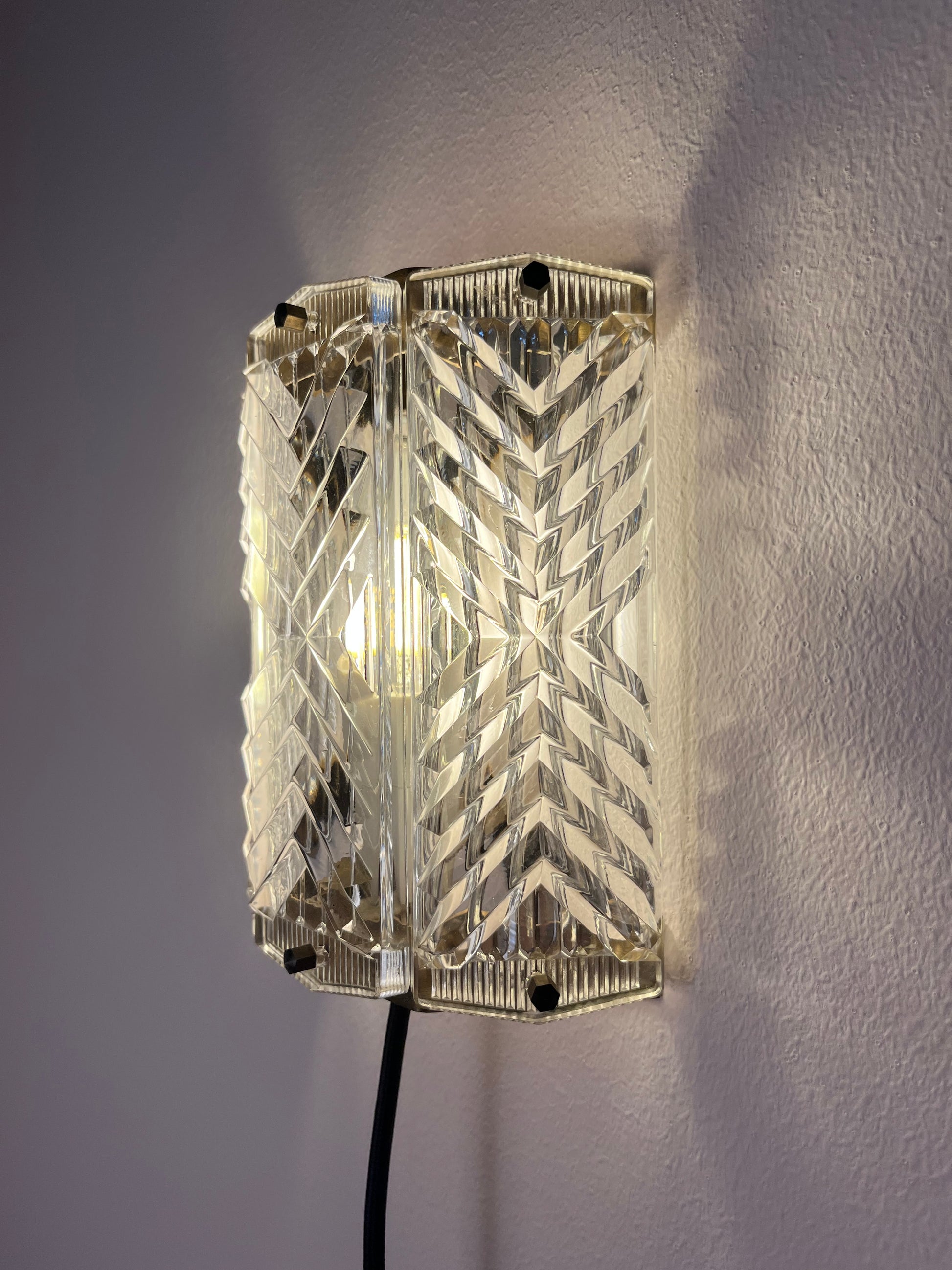 Wandlampe Messing & Glas von Wiktor Berndt für Flygsfors