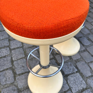 Barhocker creme orange von Friedrich Stuckenbröker für Lockhausen Plastik