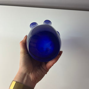 Schmale Vase Fazoletto blau Glas