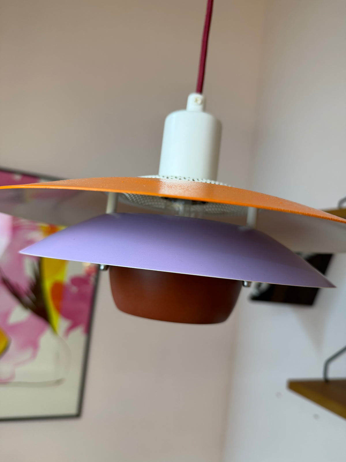 Lamellenlampe neu lackiert orange lila aus Dänemark