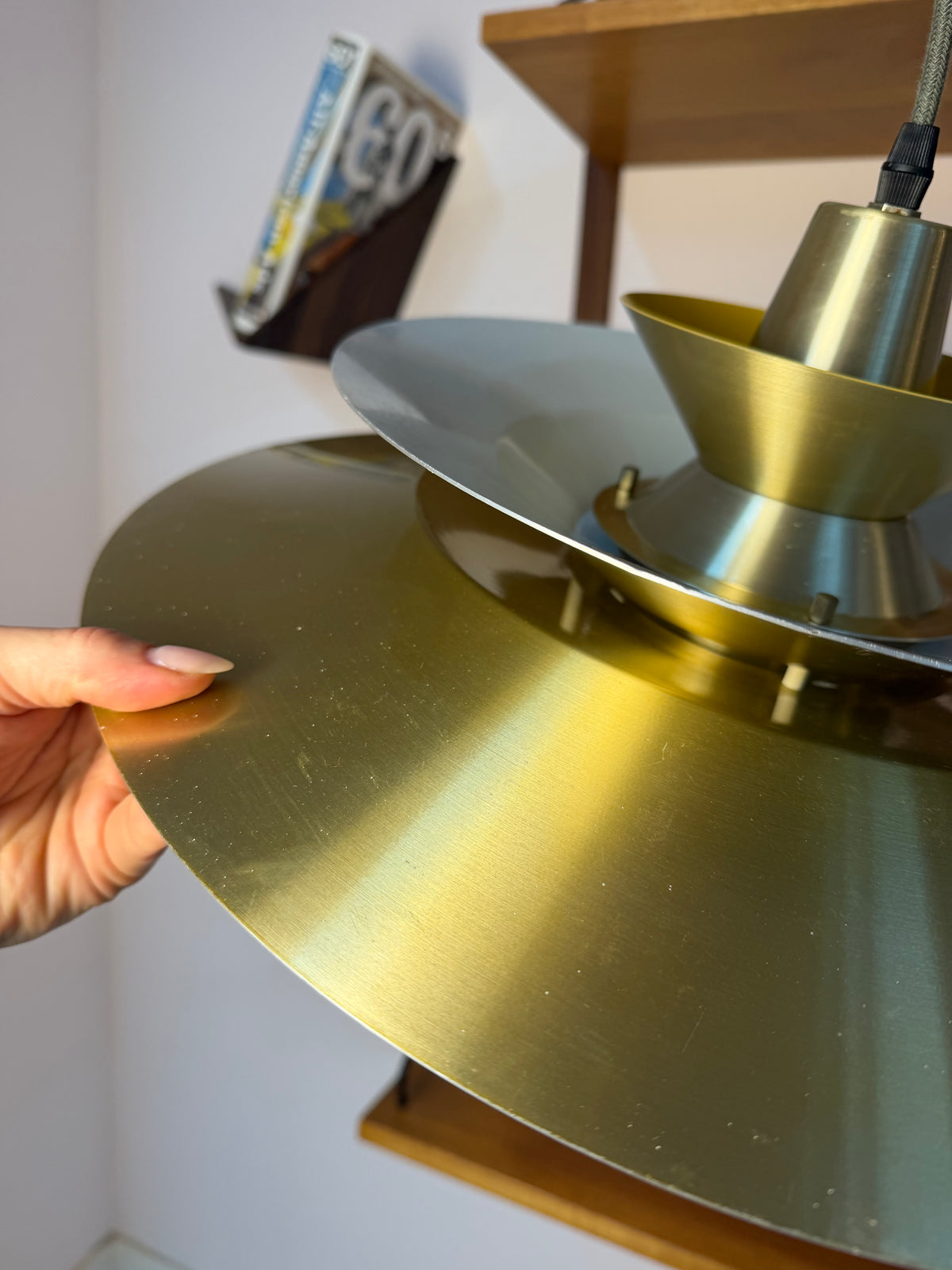 Lamellenlampe gold gelb von Bent Nordsted für Lyskær